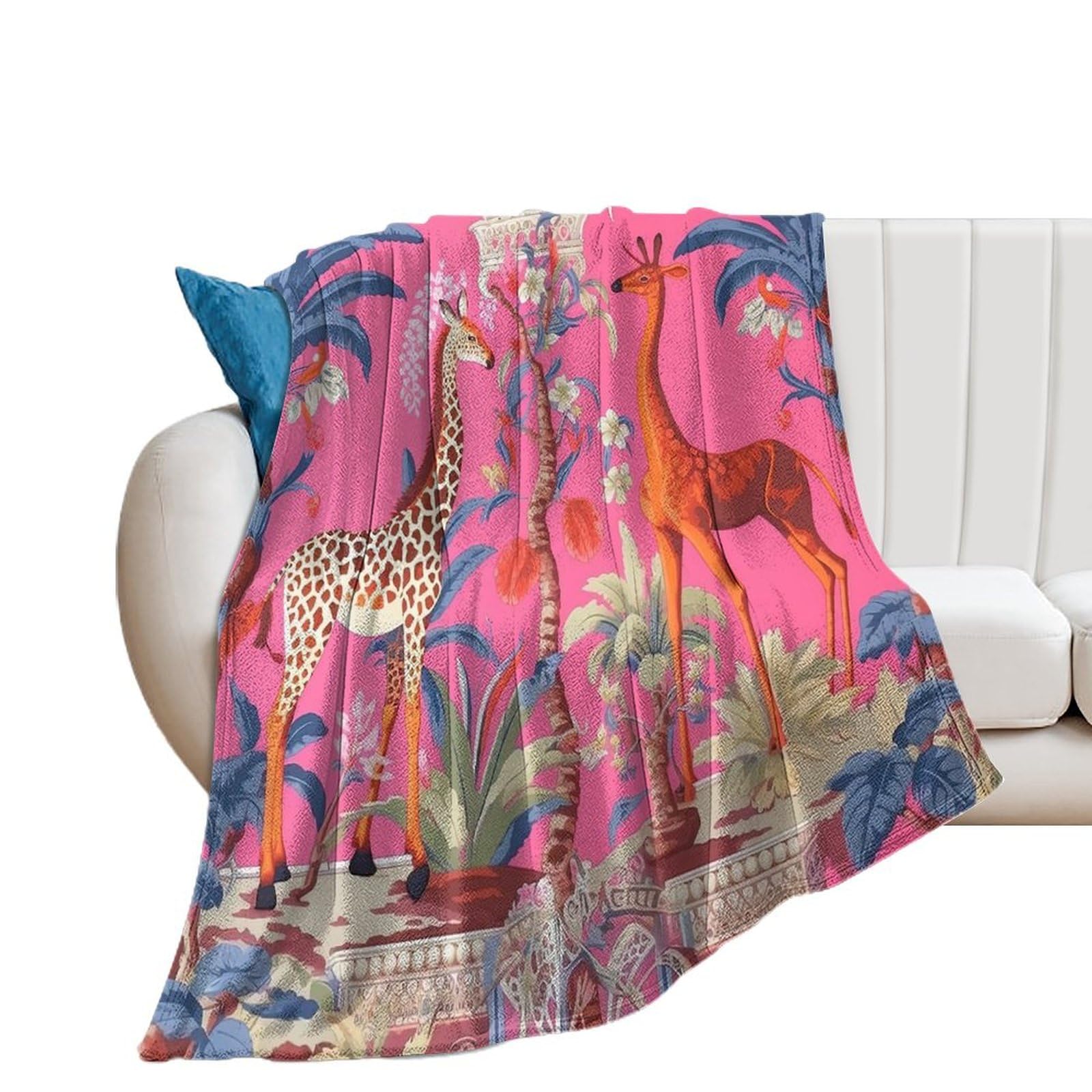 Couverture flanelle rose anti-froid pour canapé et lit dimensions 153x203