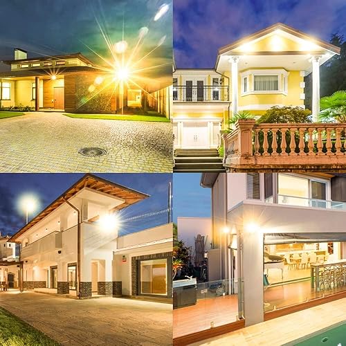 Miniatura 6 de Paquete de 2 luces LED de 100 W para exteriores, 3000 K, luz blanca cálida súper brillante, luces de seguridad de 11600 lm con enchufe, luz exterior