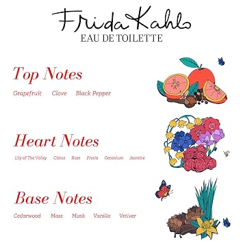 Frida Kahlo Red Deluxe Edition Eau de Toilette Spray for Women Warm Floral Scent w/Rose, Grapefruit, Jasmine, Vanilla, Cedarwood Long-Lasting- Lacquered Bottle in a Luxury Drawer Gift Box - 3.4 oz