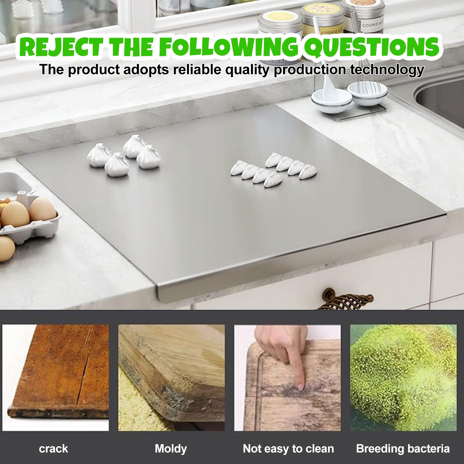 Focenat Tagliere Acciaio Inox 40x30cm, Antiaderente, Con Bordo 2cm, Per Cucina E Ristorante - Foto 8