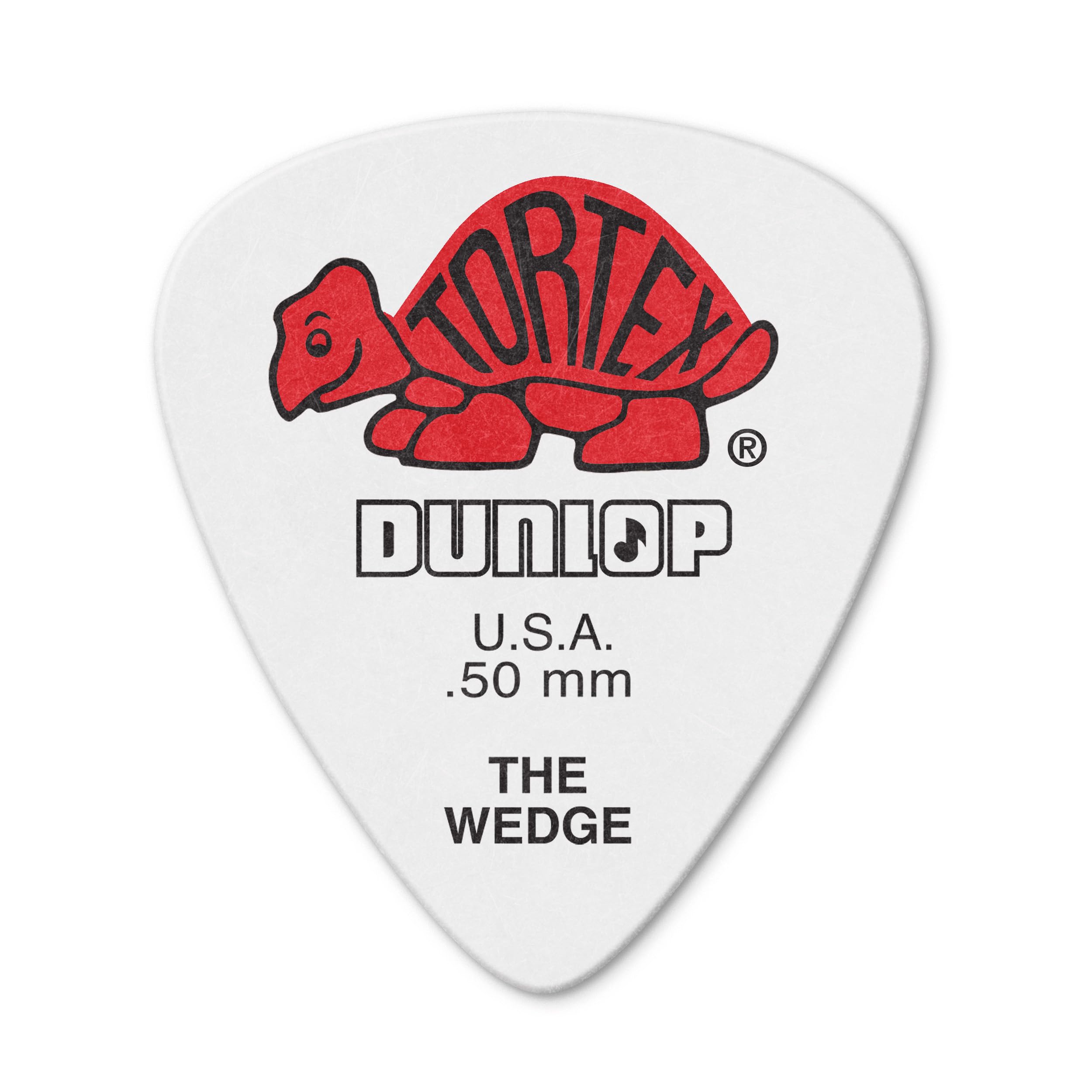 Dunlop 424R.50 Tortex® Wedge, White/Red, .50mm, 72/Player's Pack