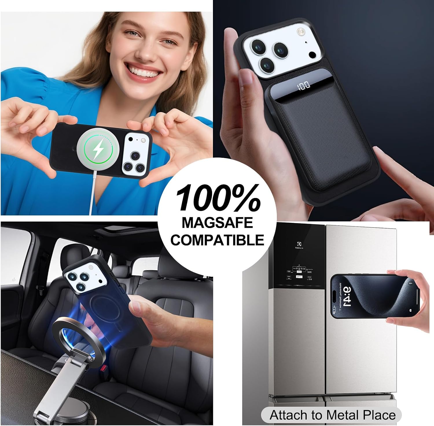Compatible with MagSafe Magnetic Detachable Leather Wallet Case for iPhone 17 Pro Max with 3 Card Slots RFID Blocking Kickstand (Black)