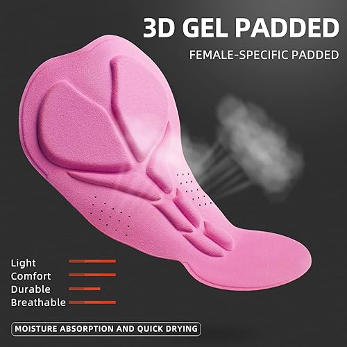 Miniatura 3 de ROCKBROS Pantalones cortos de ciclismo acolchados para mujer, con acolchado 3D, pantalones cortos de ciclismo para ciclismo en interiores y