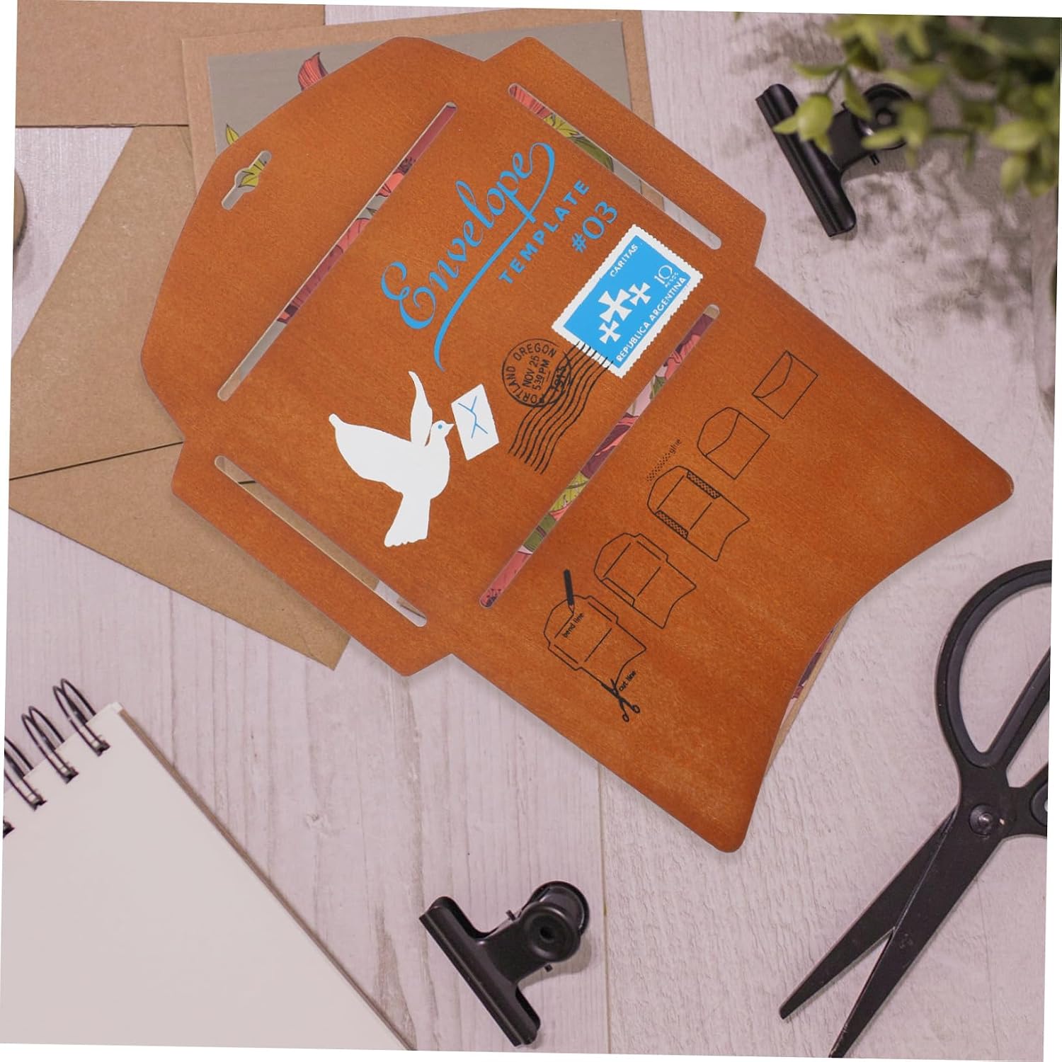 Creative Wooden Envelope Template for Crafts Antique Design Stencil for Unique Greeting Cards and Letters Material for Use