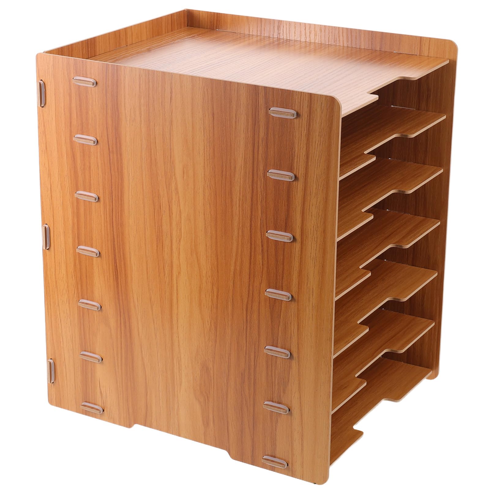 PLAFOPE Organizzatore da Scrivania in Legno con 7 Livelli, Struttura Rinforzata e Design Naturale per Ottimizzare la Visibilità dei Documenti su Tavoli e Scrivanie