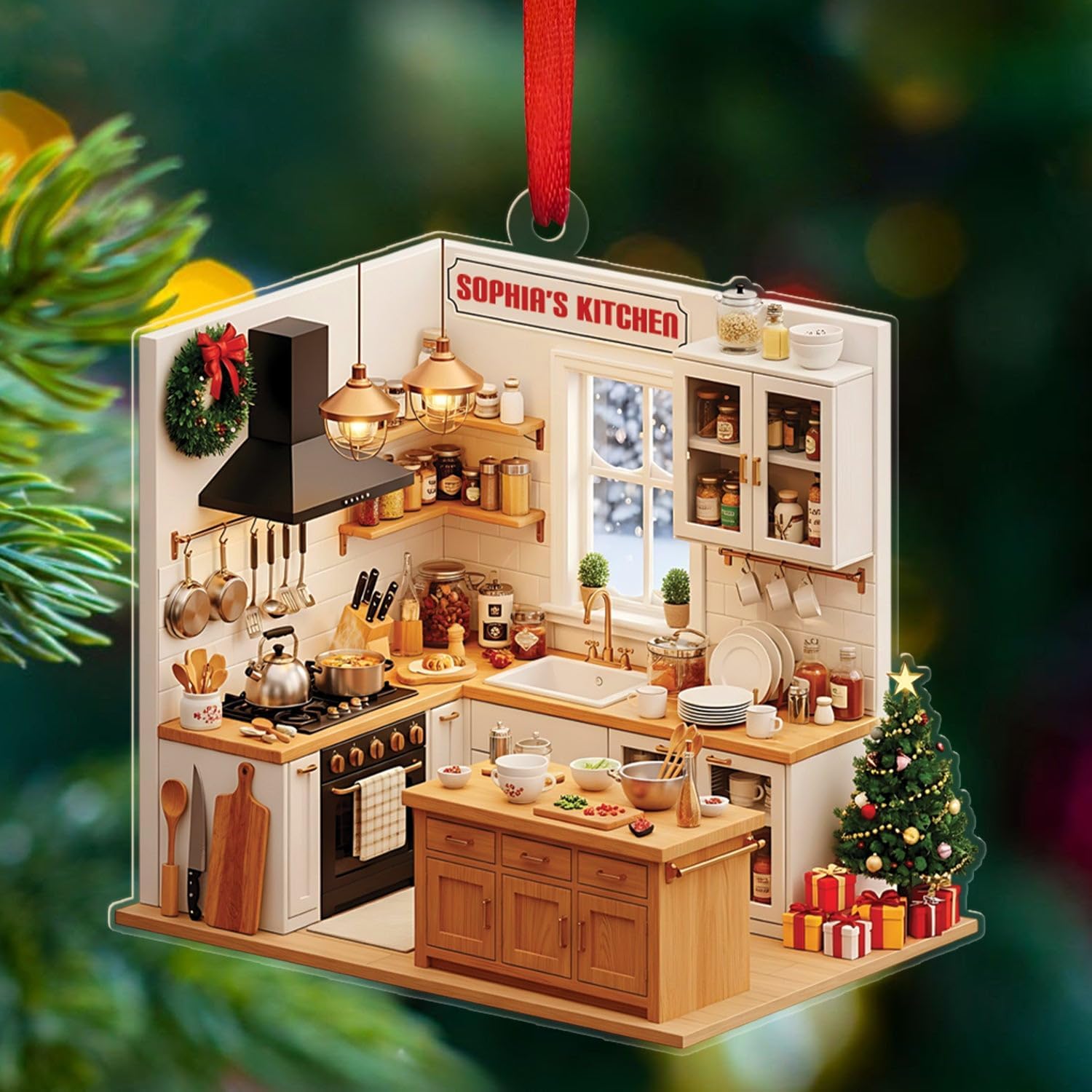 Amazon.com: Personalized Kitchen Christmas Ornament, Cooking 2D Flat ...