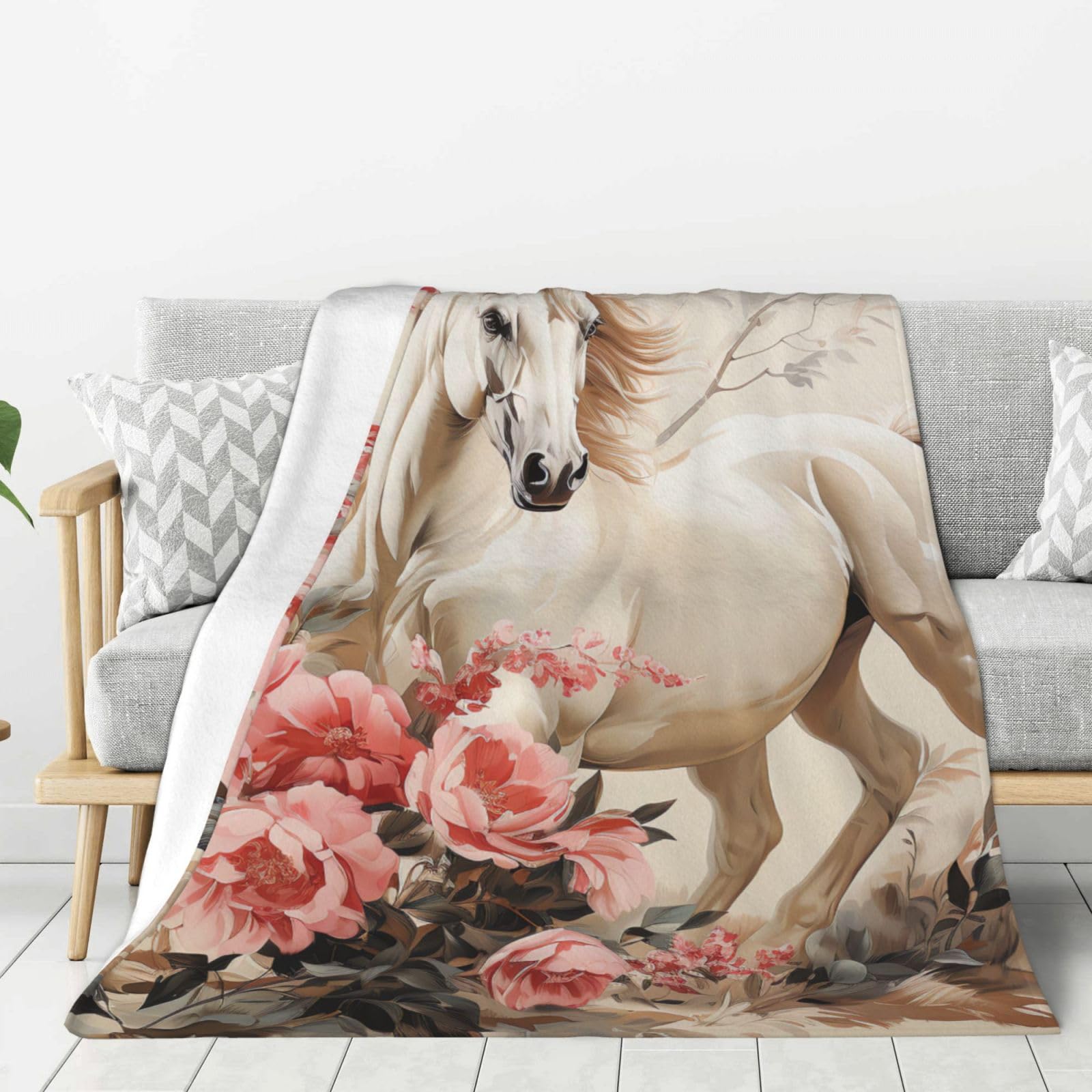 Plaid canapé cheval en flanelle pour vos soirées cocooning au salon
