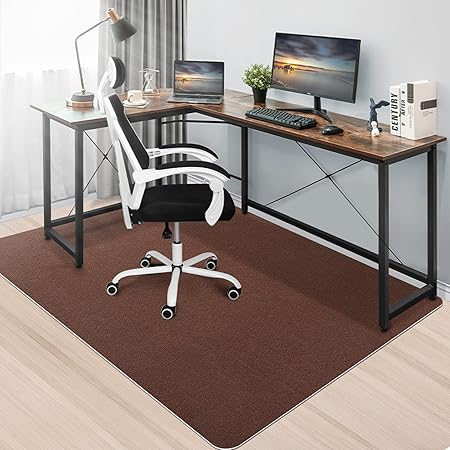 Amazon Amazon 限定ブランド デスク チェアマット 大判サイズ160 140cm Haodemi 厚さ4mm 床保護マット ダイニングマット ゲーミングチェア 床保護 傷防止吸着 床マット 騒音対策 滑り止め カット自由床暖房対応 一年保証 ブラウン Haodemi 床保護マット