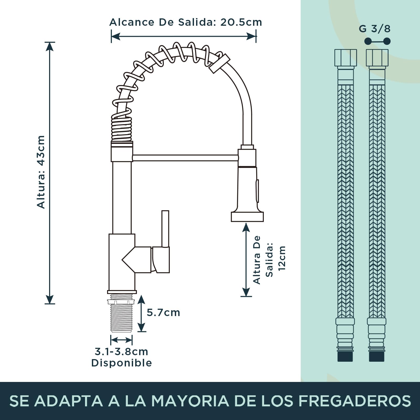 FORIOUS Grifo Cocina Extraible, Grifos Cocina Fregadero, Acero inoxidable Monomando Torneira Cozinha con Giro 360°y Rociador de Doble Función