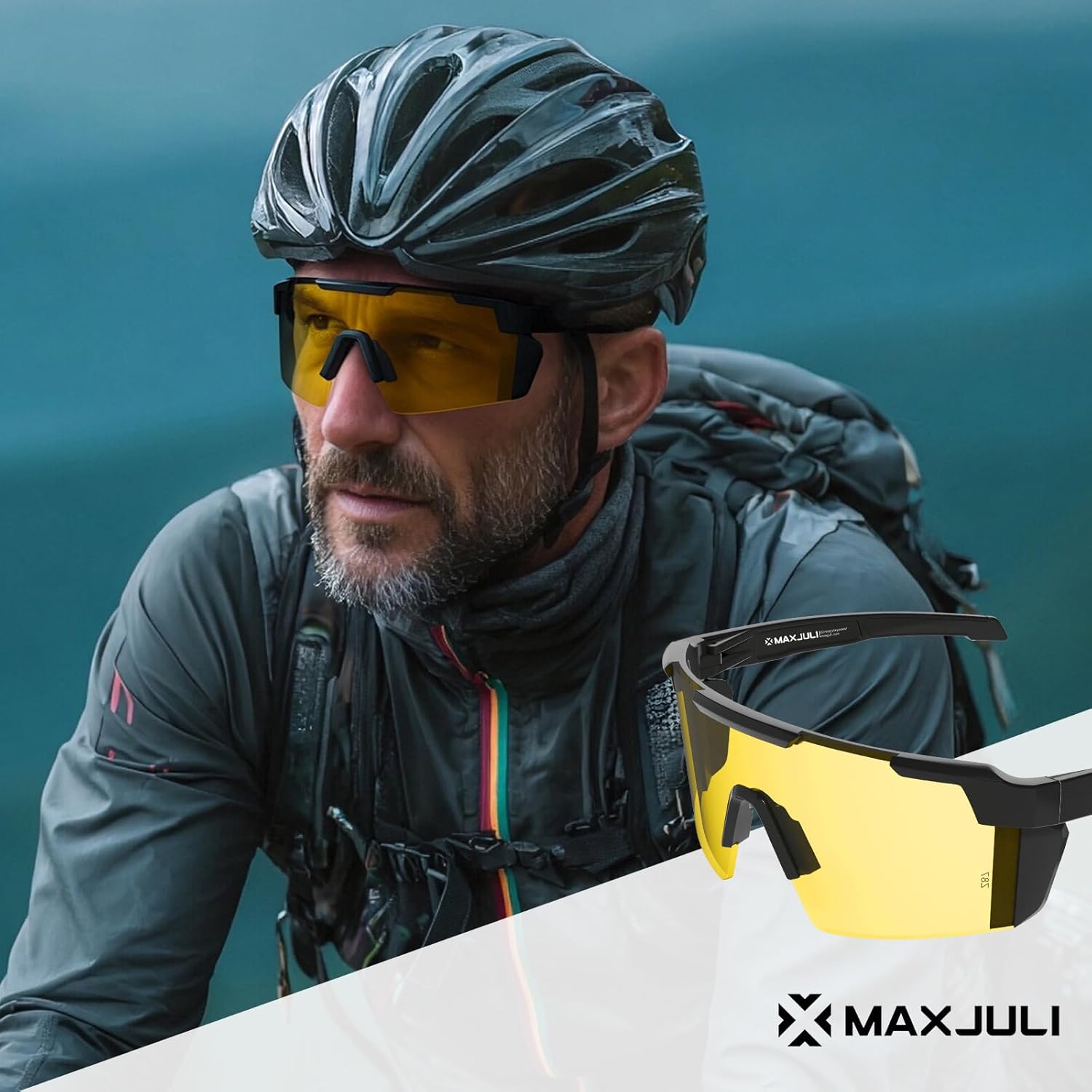 MAXJULI XL Z87 Sunglasses for Big Wide Heads Men TR90 Ultralight UV400 Protection Glasses Z8225