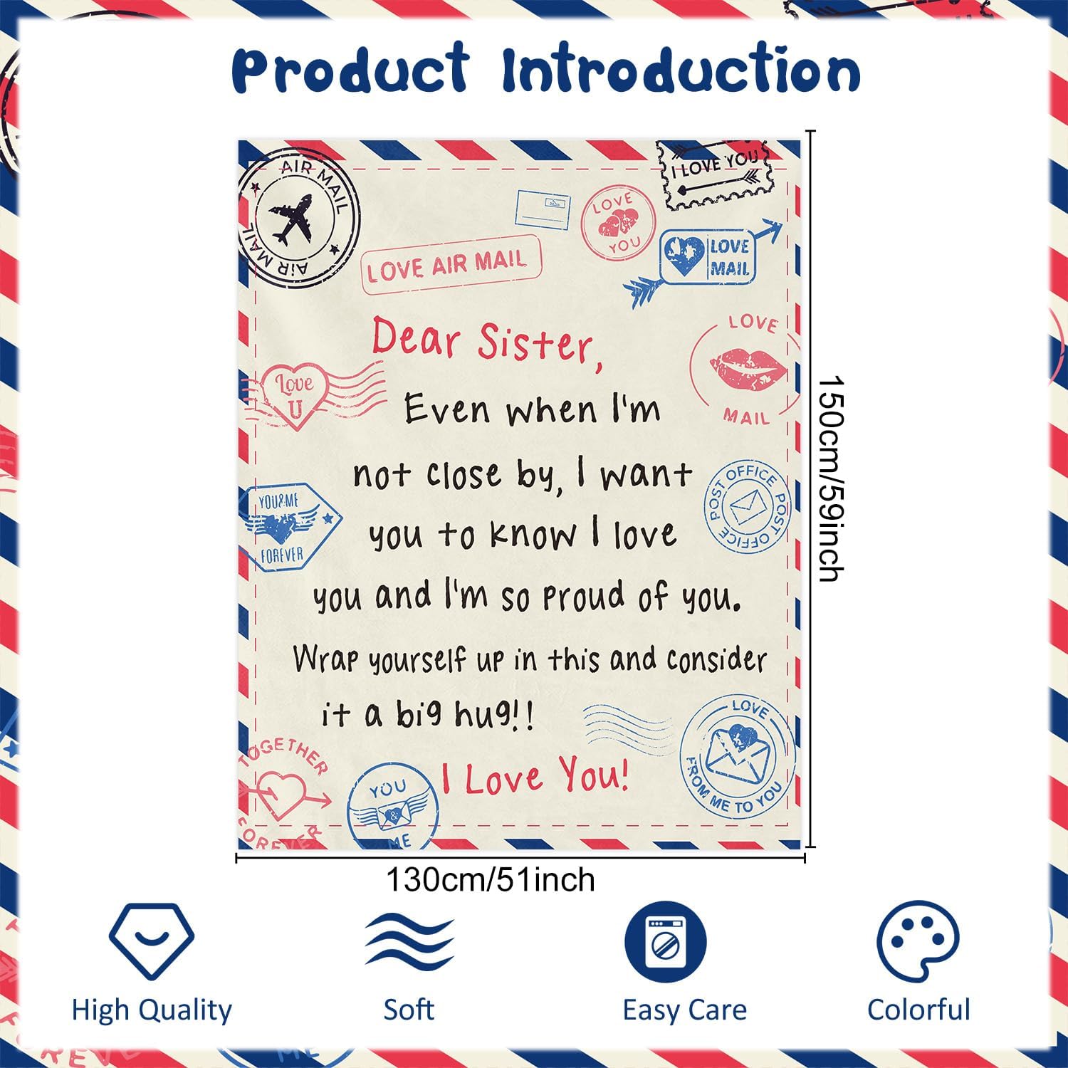 Sister Blanket Gifts from Sisters - Best Sister Ever Gift, Christmas Birthday Graduation Valentines from Brother, Soul Sis Present for Adult Women, Cool Throw Blanket 59"X 51"