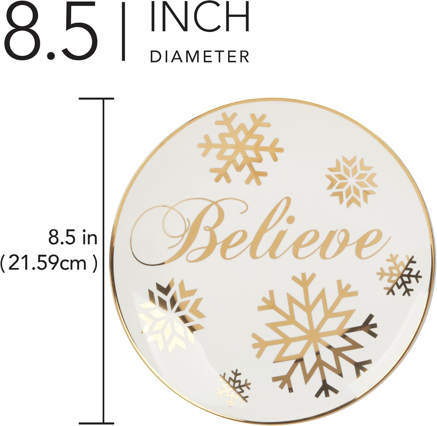 Certified International Christmas Glitter 8.5" Gold Salad/Dessert Plates, Set of 4