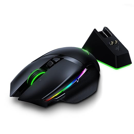 Razer Basilisk Ultimate Hyperspeed Wireless Gaming Mouse w/ Charging Dock: Fastest Gaming Mouse Switch - 20K DPI Optical Sensor - Chroma RGB - 11 Programmable Buttons - 100 Hr Battery - Classic Black