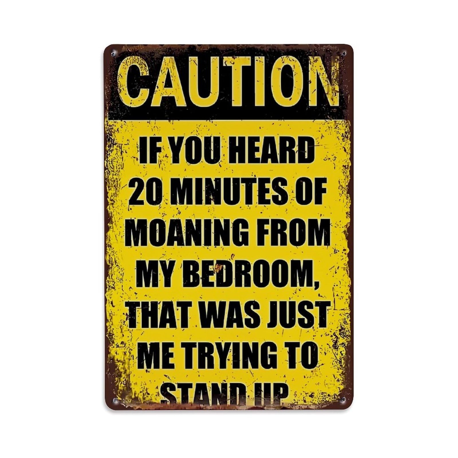 Jdfenggu Vintage Caution Sign Humor Bedroom Warning Retro Metal Tin Sign, Decor Art Poster For Bar, Home, Man Cave, Kitchen, Laundry Room Gift 8X12inch