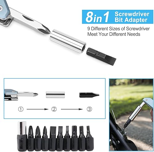 Miniatura 5 de NexTool W2, multiherramienta 8 en 1 con llave ajustable, alicates multiherramienta, cuchillo de bolsillo, destornillador y archivo, multiherramienta