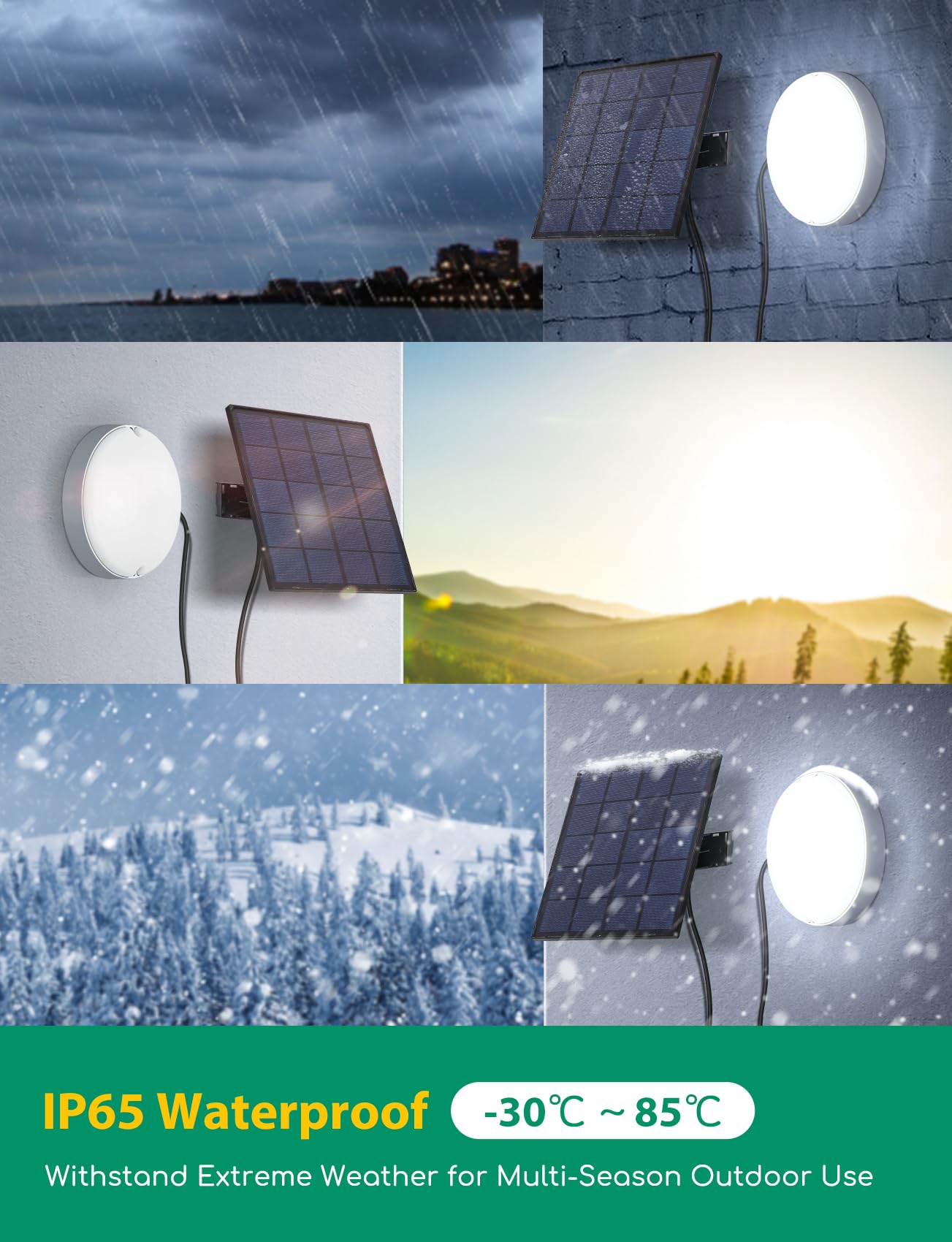 Aigostar Zewnętrzne lampy solarne 50 W, LED, z pilotem zdalnego sterowania, IP65, regulowana temperatura barwowa 3000 K/4000 K/6500 K, lampa sufitowa do użytku wewnątrz i na zewnątrz, z kablem o