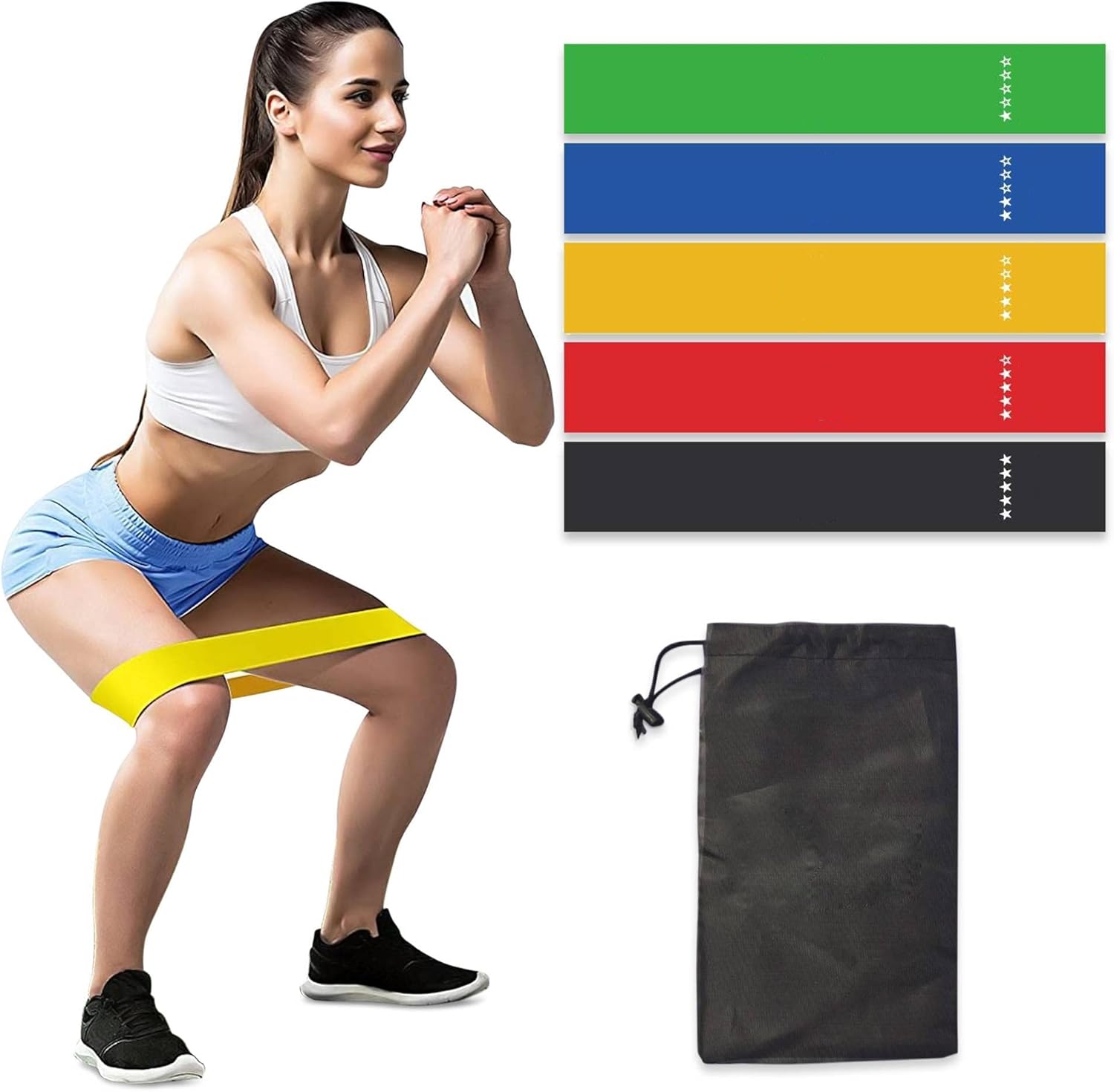 MYL Fitness Resistance Band, Skin-Friendly Resistance Bands for Working Out, These Loop Bands Comes with 5 Different Resistance Levels - Free Carrying Case Included [ Set of 5]