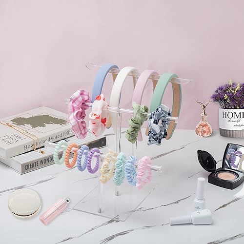 Miniatura 6 de Acrylic Headband Holder Organizer Storage, 3-Tier Clear Scrunchie Holder Stand Hair Accessories Organizer Hair Tie Display Headband Stand for Women