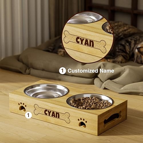 Miniatura 4 de Bemaystar Cuencos personalizados para perros  Cuenco de comida y agua para perros con soporte de doble impresión, cuencos elevados para comida para