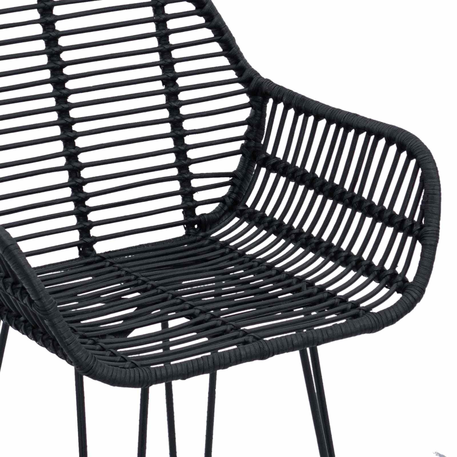vidaXL Silla de Bar 2 uds. Negro 55 x 52 x 92 cm Ratan e Hierro