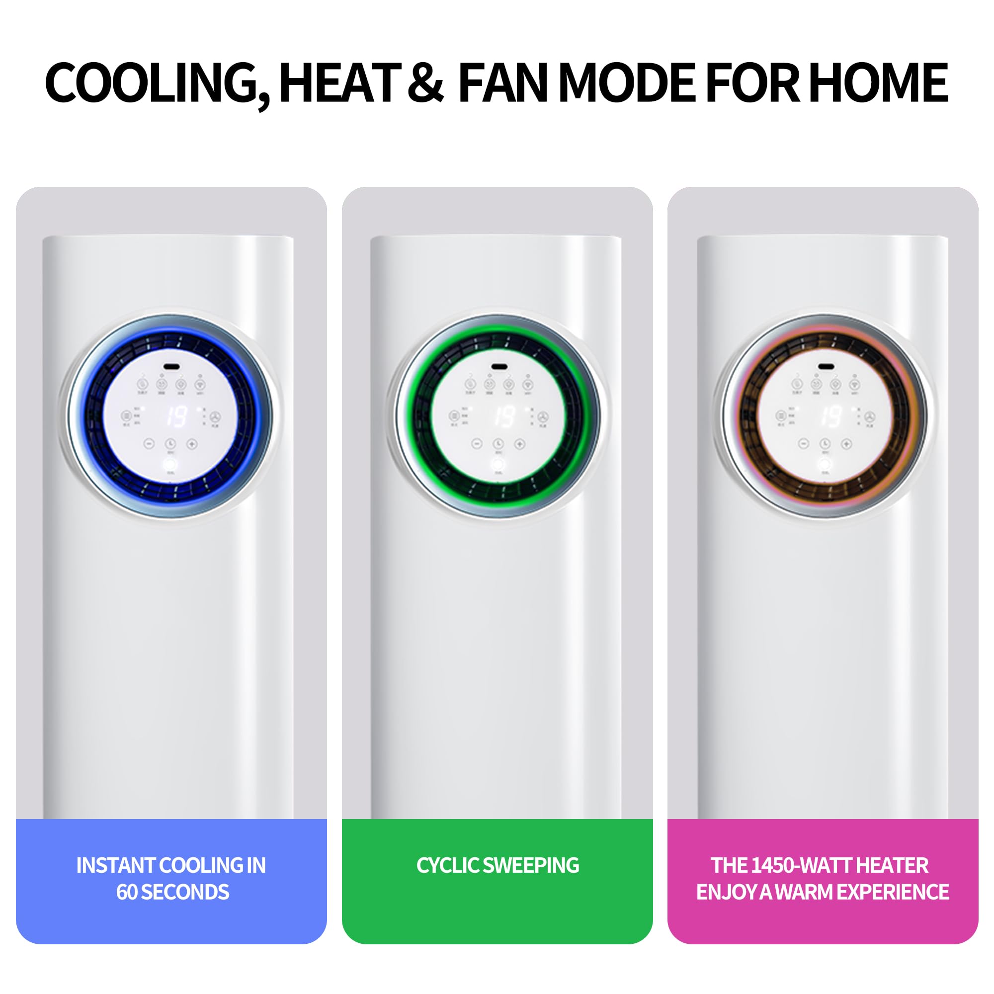 4-in-1-Handheld-Klimaanlage von ELECCI Mobile mit 3 Geschwindigkeits Stufen, Kühlmistfunktion, Timermodi und Farbigen LED-Leuchten – Perfekt für Wohnen, Schlafzimmer und Büro