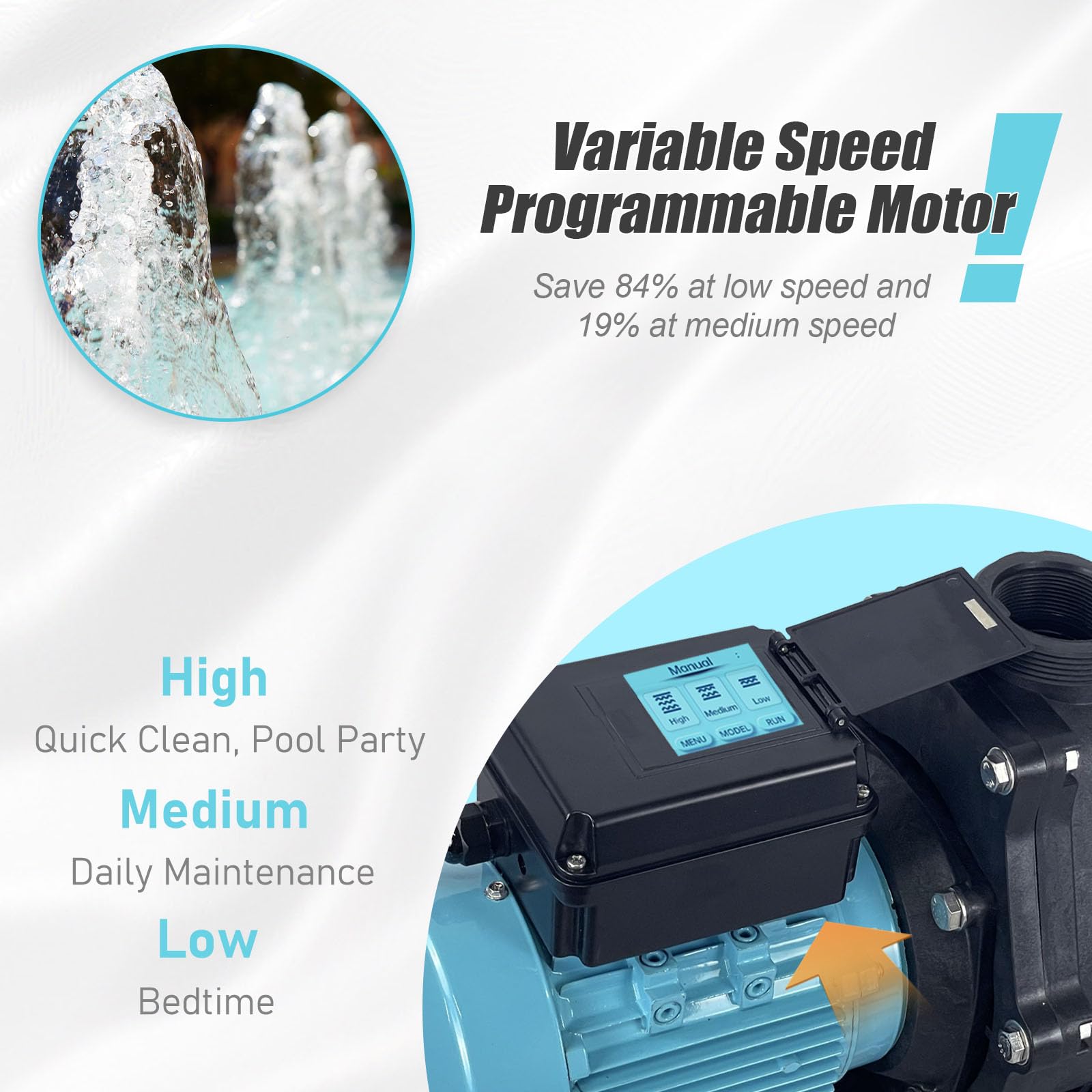 Photo 1 of ***used***PureBy 2.5 HP Variable Speed Pool Pump 8100GPH 230Vac 2" Port