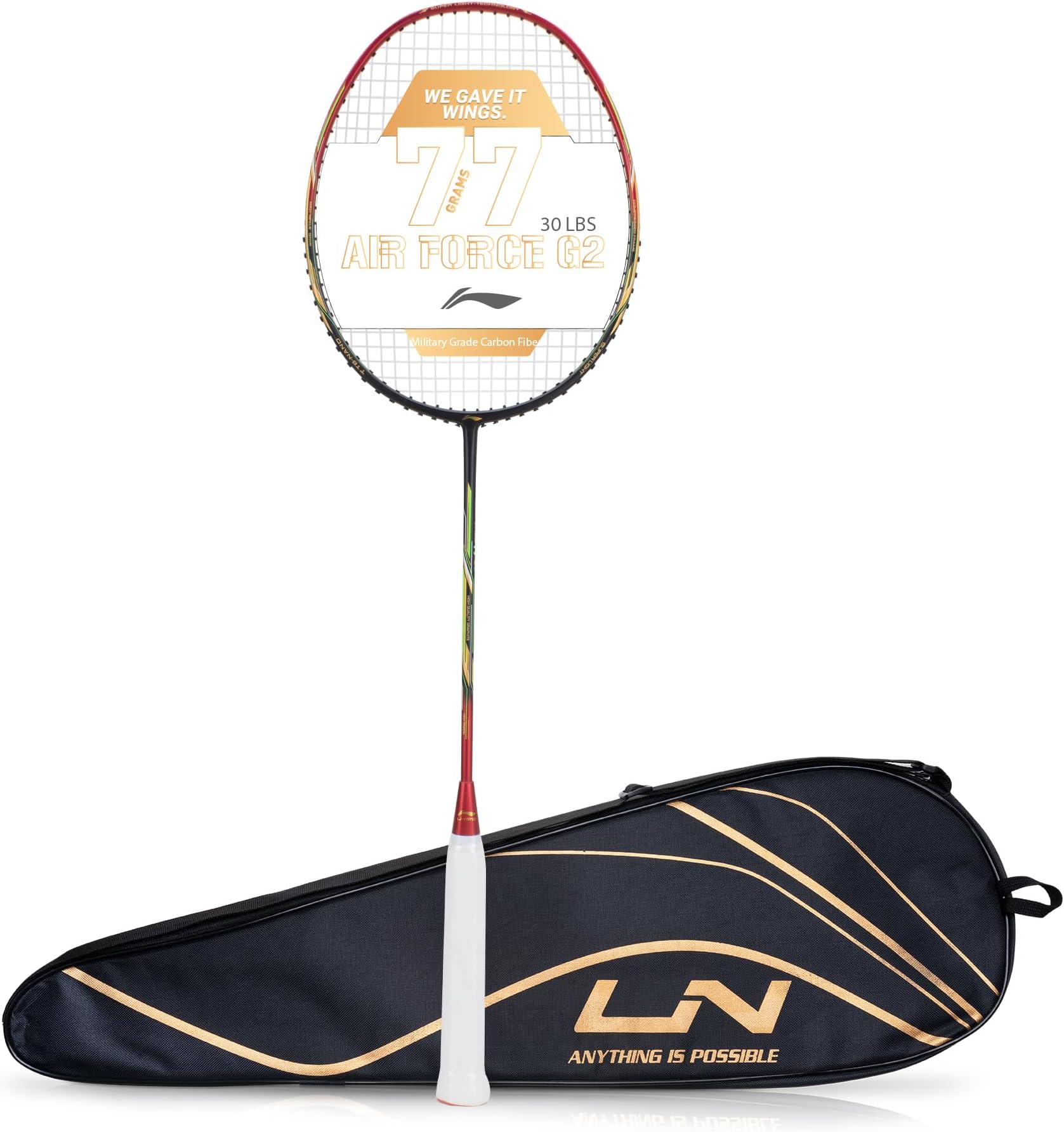 Li-Ning Air Force 77 G2 Carbon Fibre Badminton Racket with Free Full Cover