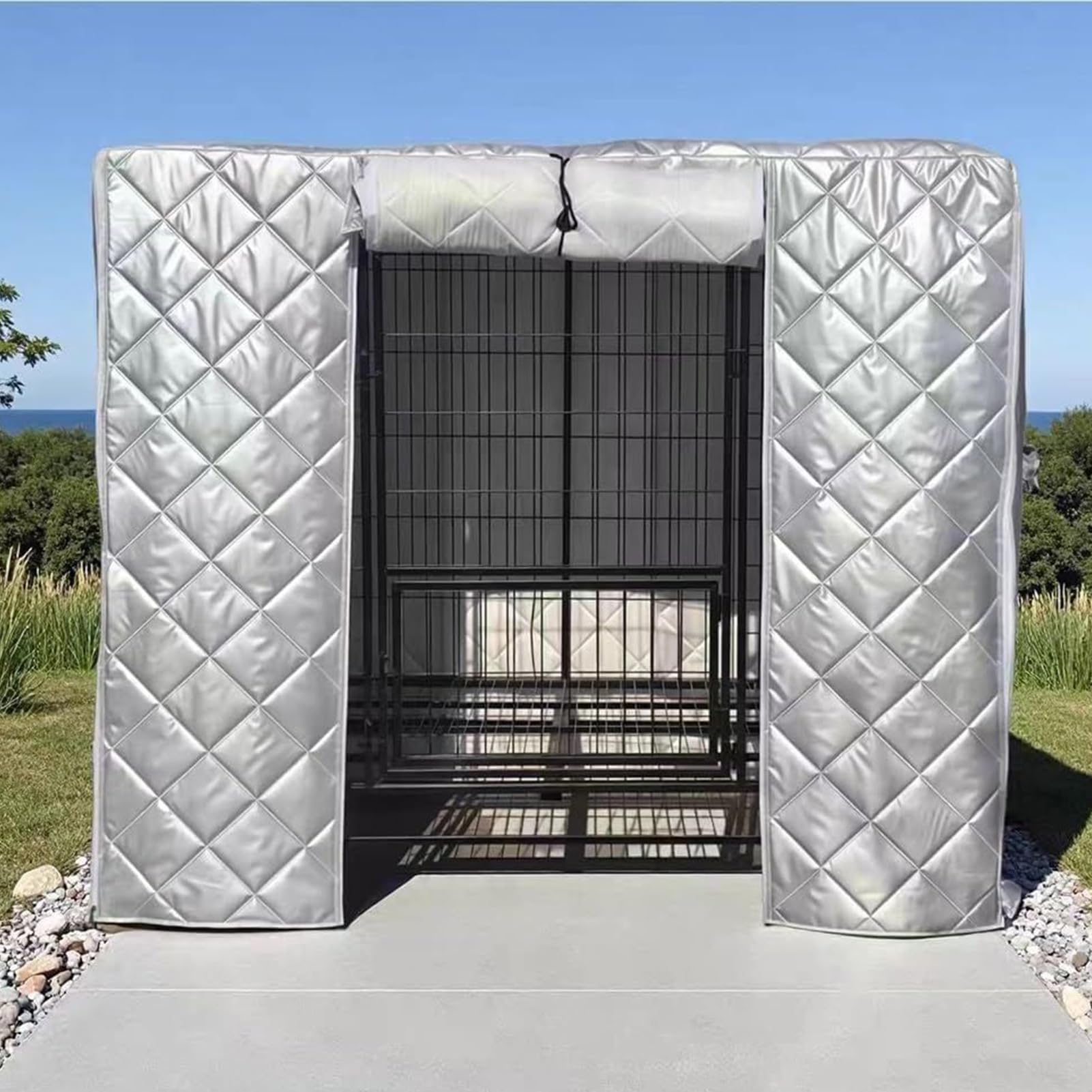 Housse Imperméable Pour Niche D'extérieur, Housse Chaude Pour Cage D'hiver, Avec Fenêtre Respirante Et Ouverture Frontale, Coton Oxford, Pour Terrasse, Jardin, Camping, Maison, Chenil Ou Autre
