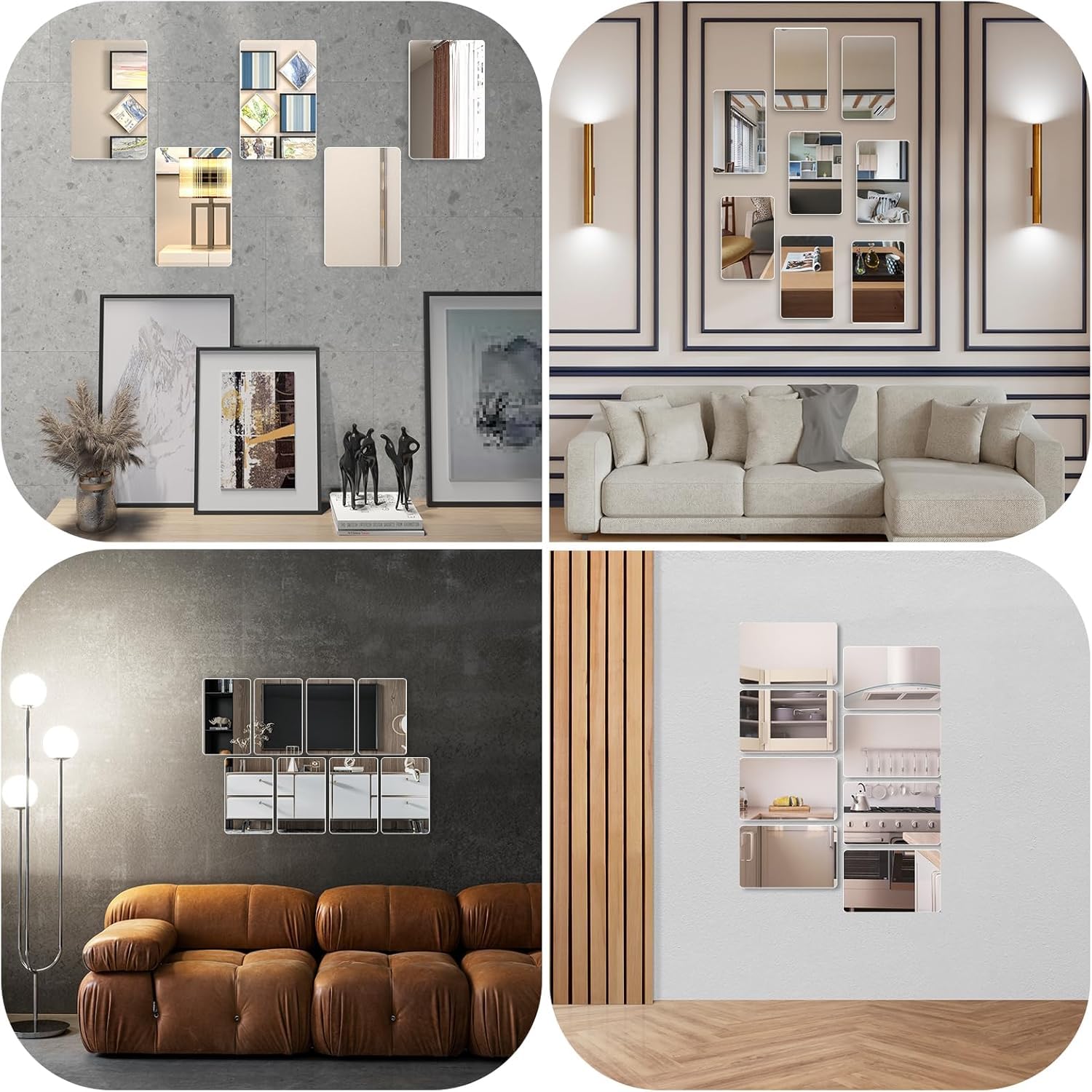 Acrylic Mirror Tiles - 4 Pack, Self Adhesive -7 Acrylic Mirror Tiles - 4 Pack, Self Adhesive -7