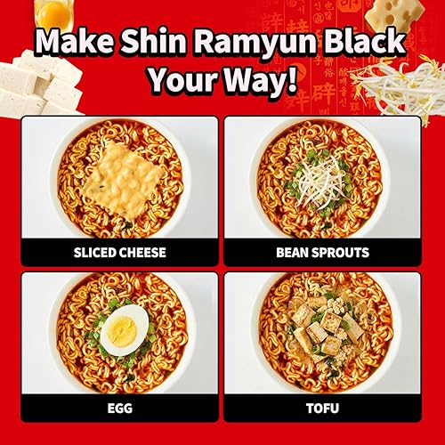 Miniatura 7 de Nongshim Taza de fideos Ramen instantáneos Shin Black Premium, paquete de 6, verduras gruesas y carne de res real, mezcla de sopa de ramen para