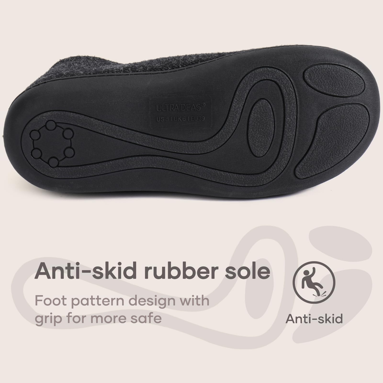 ULTRAIDEAS morbide Pantofole da Donna in Memory Foam con Retro Chiuso con Calda Fodera in Pile, Scarpe da casa in Cotone Misto Lana con Suola in Gomma Antiscivolo per Interni all'aperto