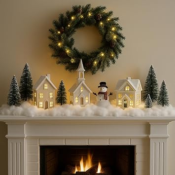 Christmas Fake Snow Decor, Fluffy Artificial Snow Fake Snow Decoration, Flame Resistant Indoor Cotton Snow Blanket for Xmas Village, Nativity, Xmas Tree, Crafts, Photo Prop, Xmas Decorations(11.28OZ)