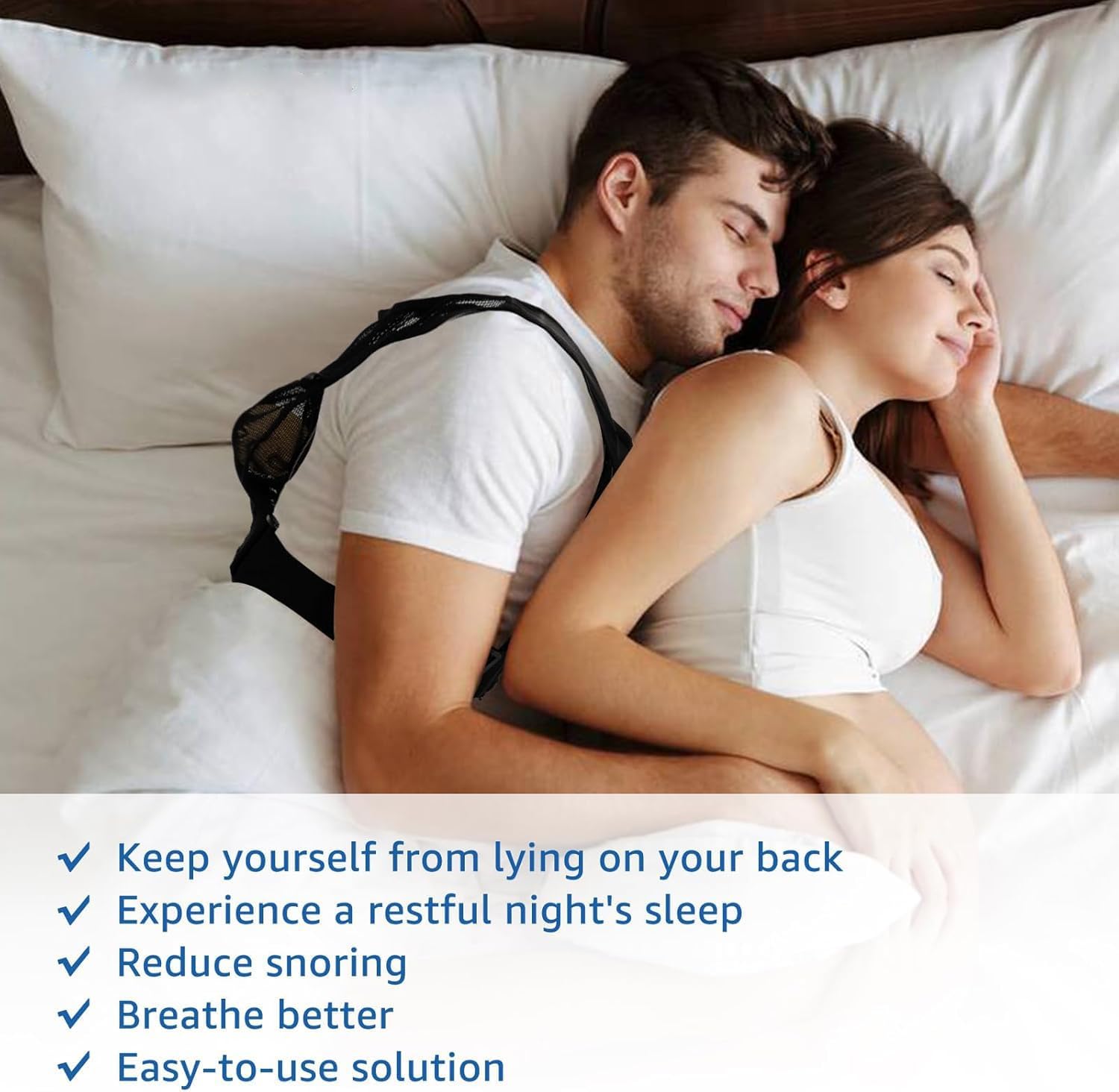 Prevent Back Sleeping,Sleep Position Trainer for Sleeping On Your Side,Adjustable Side Sleep Trainer to Stop Snore,Including Balls to Prevent Back Sleeping Positional Therapy for Snoring Relief. - Image 4