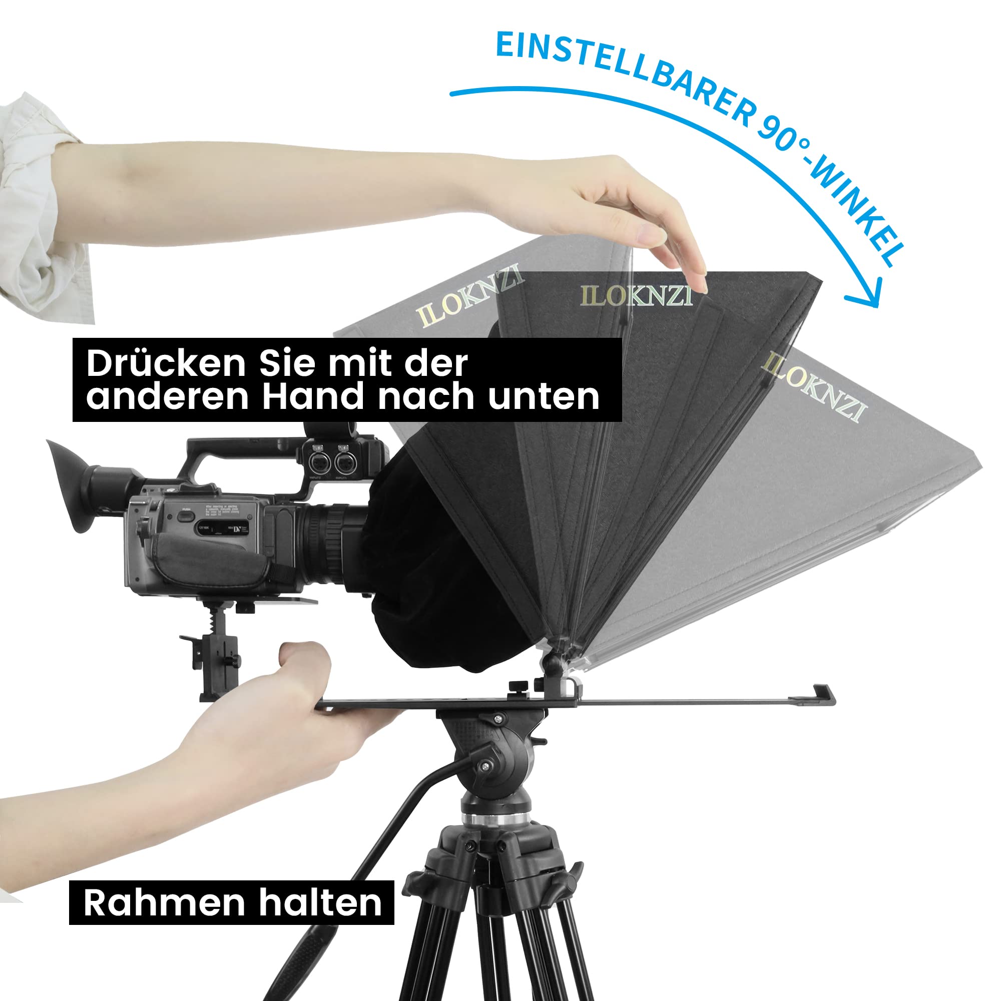 Teleprompter giratorio de 18 pulgadas con mando a distancia Bluetooth y software de etiquetado, herramienta de grabación de vídeo y videoconferencia adicional