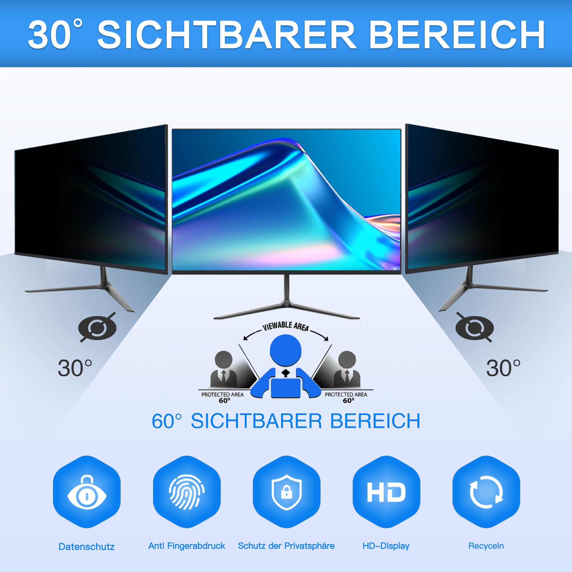 ZOEGAA Blickschutzfolie 27 Zoll 16:9 für Monitor(598 * 336 MM)
