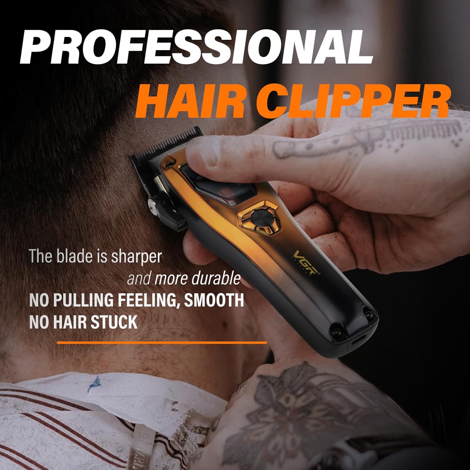 VGR 668 Hair Clipper in use, showing the sharp blades
