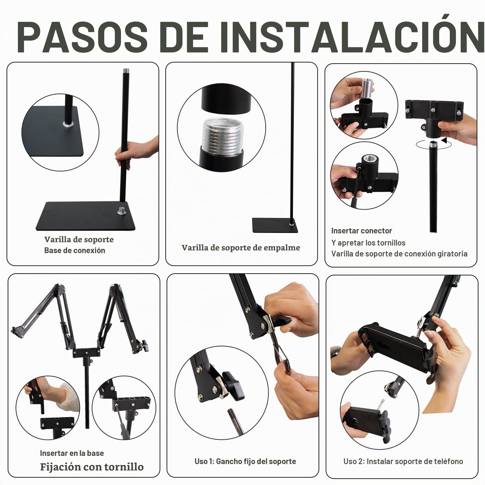 Soporte para lámpara de reptiles Altura Ajustable 39-175 cm Soporte luminoso para terrario para tortugas, arañas, geckos