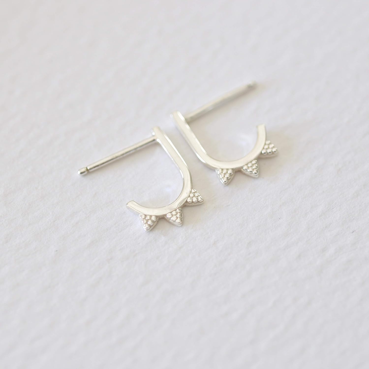 Sunburst Huggie Hoop Earrings in Sterling Silver - Image 3