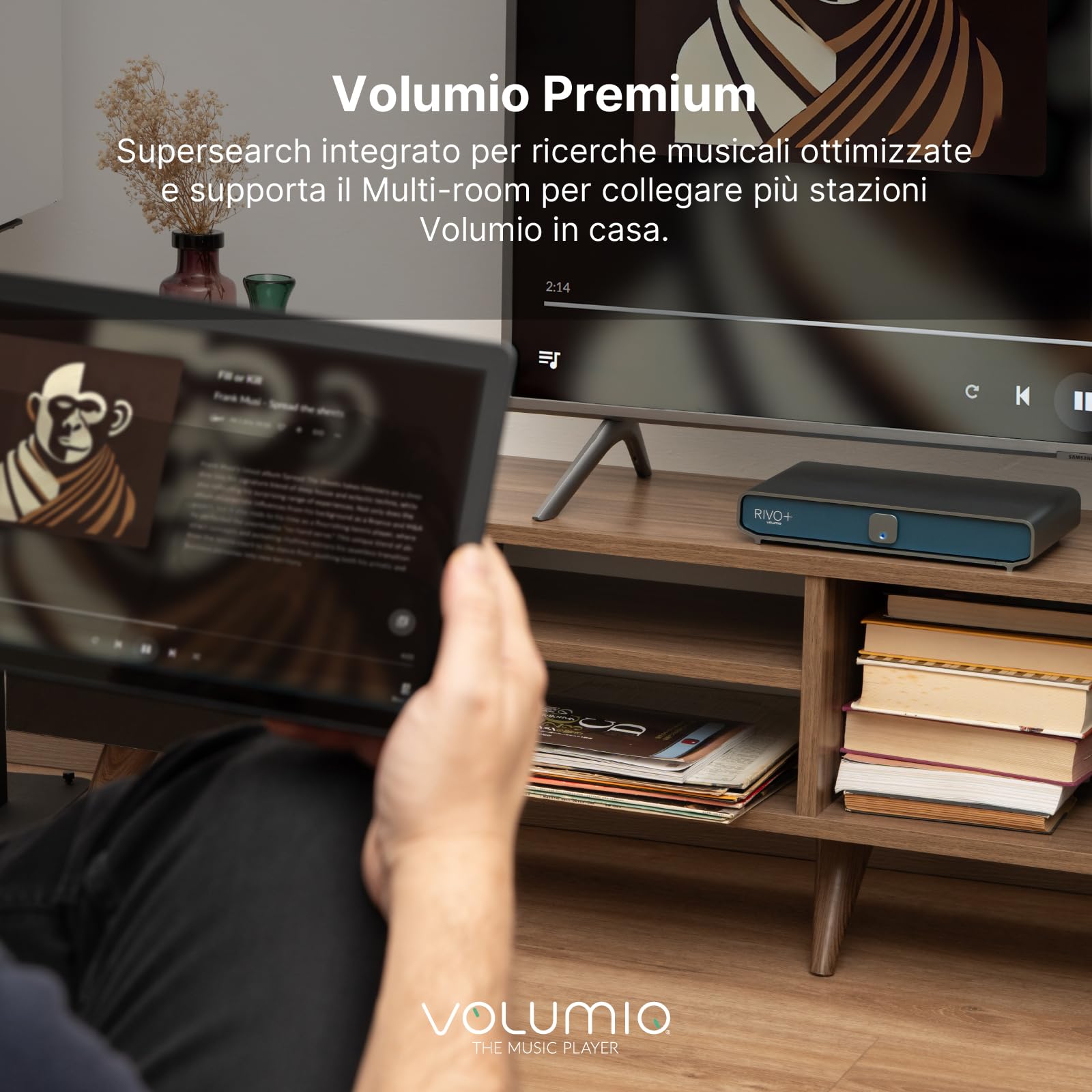 Volumio Rivo Plus Streamer Digitale Audiofilo, Lettore Audio Digitale per DAC Esterno, DSD256, PCM 768 kHz/32 bit, Supporto AirPlay, Bluetooth 5.0, con App Dedicata