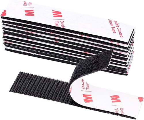 Cinta de gancho y bucle (1 pulgada × 4 pulgadas), tira adhesiva de alta resistencia, cinta autoadhesiva entrelazada, tiras de montaje adhesivas