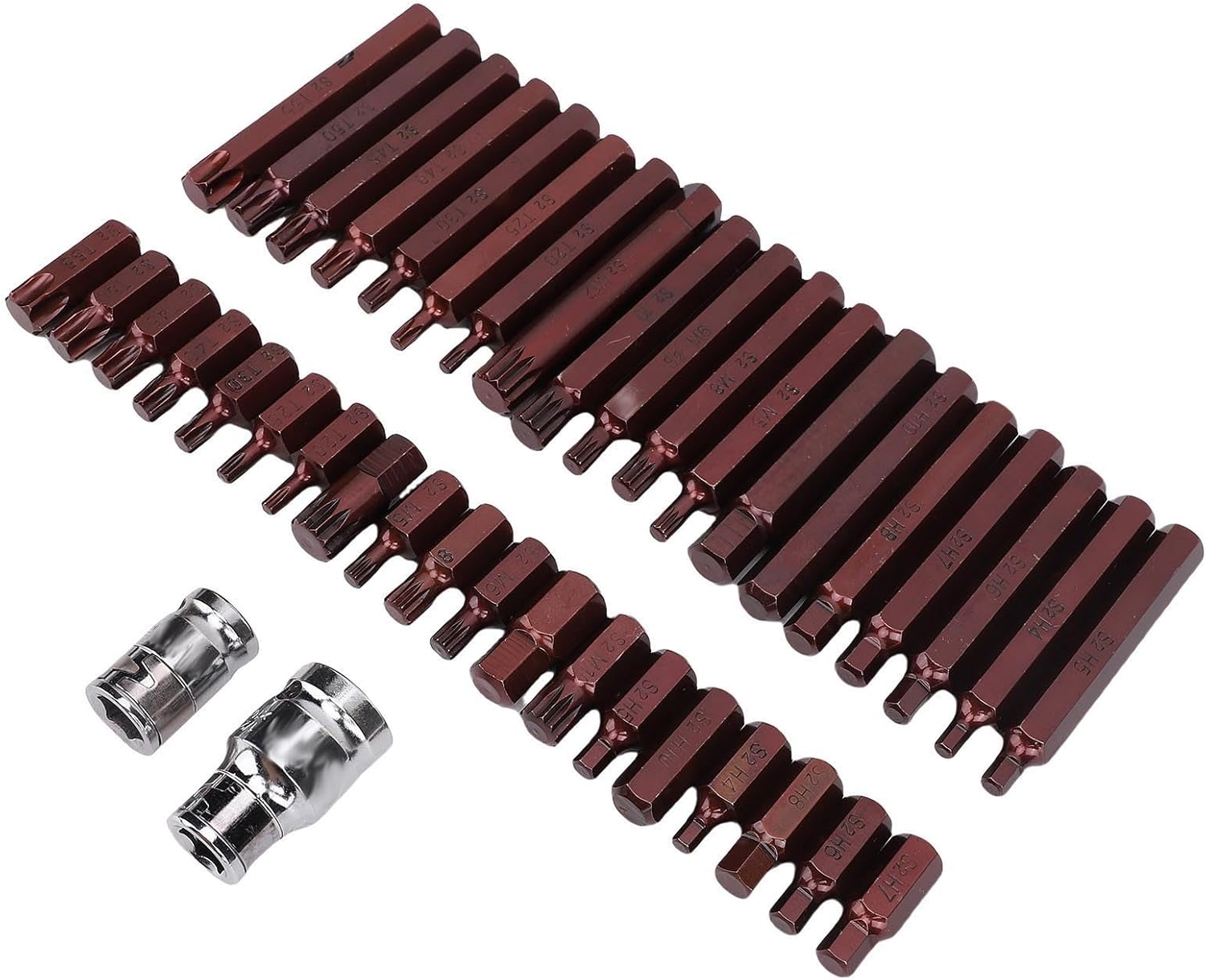 AUNMAS 40Pcs Bit Socket Set, S2 Alloy Steel High Torsion Cr V Star Hex 3 8in for Automotive Mechanic, with Storage Box for Easy Access