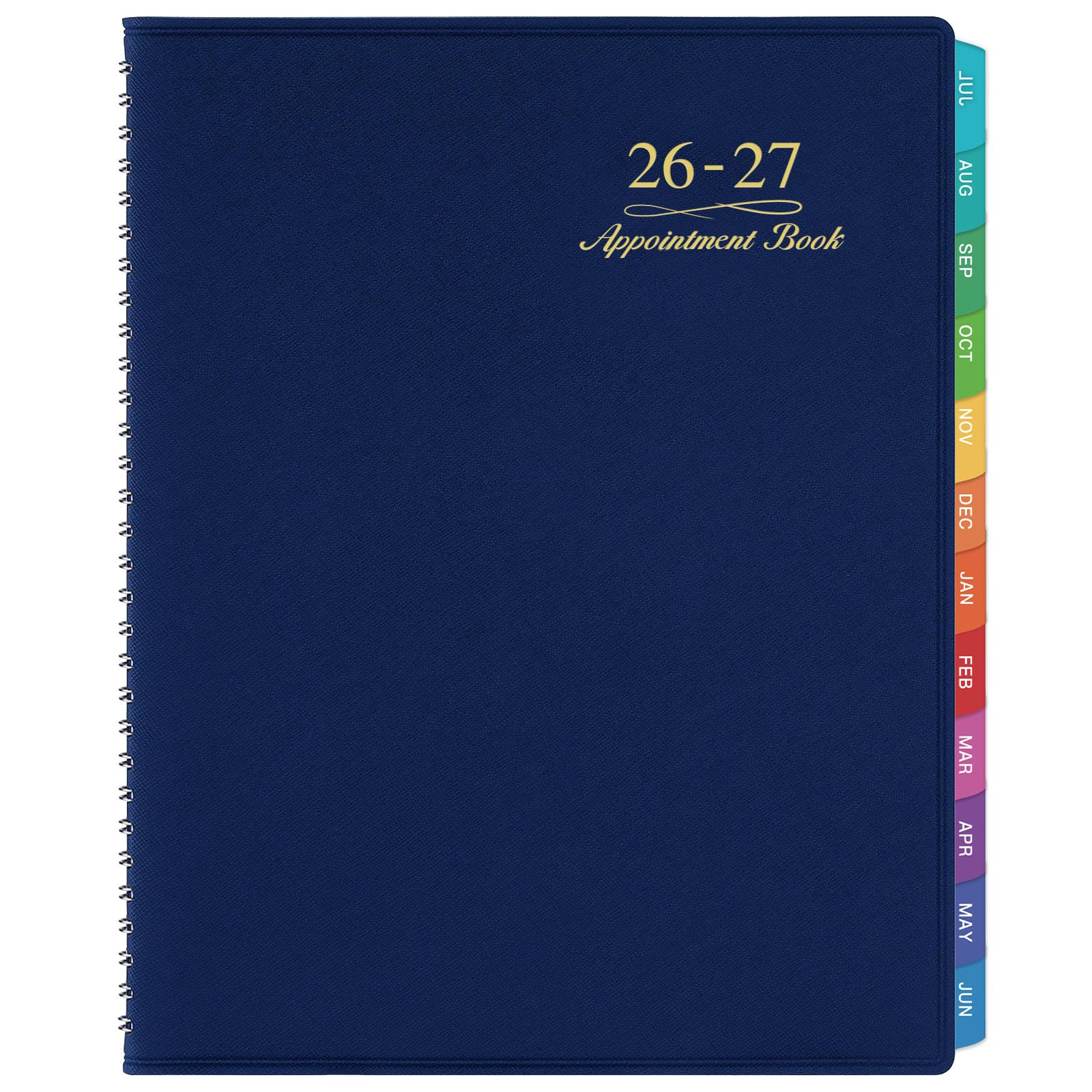 2026-2027 Appointment Book/Planner - Weekly Appointment Book 2026-2027, July 2026 - June 2027, 8.26"x 11.4", Daily/Hourly Planner with Tabs, 15 Minutes, Wirebound - Blue