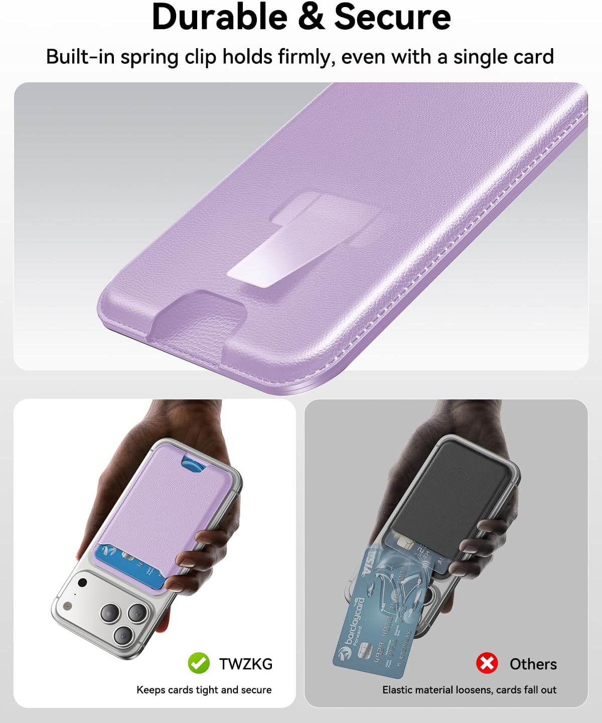 for MagSafe Wallet, 3 Cards Holder, Slim Magnetic Phone Wallet for iPhone 17/16/15/14/13/12 Pro Max Plus Air Series,RFID Blocking Vegan Leather,Purple - Image 6