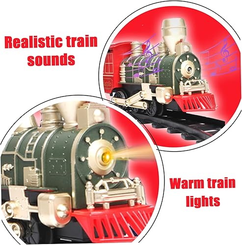 Miniatura 7 de Juego de tren eléctrico de Navidad, tren a pilas con luz musical, juego para niños, árbol de Navidad fácil de instalar, cumpleaños para niños