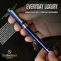 Vista 9 de Scriveiner – Bolígrafo roller azul medianoche, con lacado azul y acabado cromado, repuesto de tinta Schmidt, para hombres y mujeres