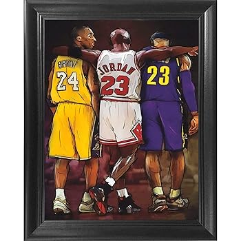 Amazon Com Nba Legends Kobe Bryant Lebron James Michael Jordan Poster Wall Art Decor Framed Print 18x24 Premium Canvas Painting Like Textured Posters Basketball Memorabilia Gift For Guys Girls Bedroom