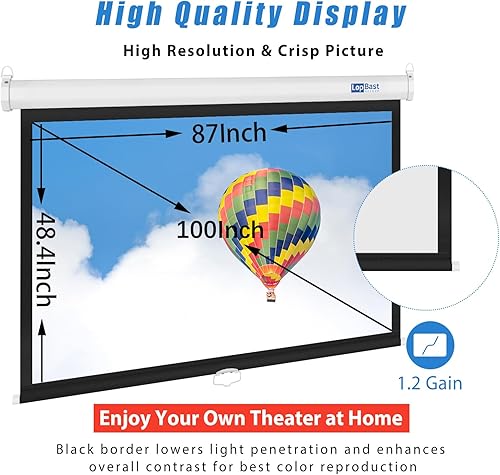 Miniatura 5 de Pantalla de proyector blanca desplegable manual de 100 pulgadas, 16:9, 1.2 ganancia retráctil con bloqueo automático 4K 8K 3D Ultra HD para cine