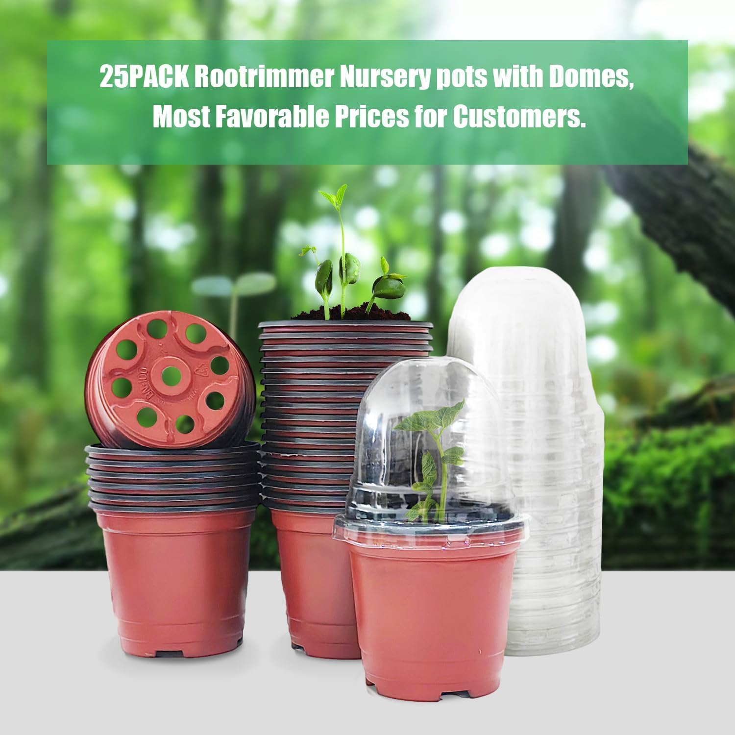 Plant Nursery Pots with Humidity Domes, 50 Sets 4 Inch Soft Nursery Pots Quality Ones (50 Red Pots + 50 Clear Lids), Quality Seeds Starting with Cover - Image 6