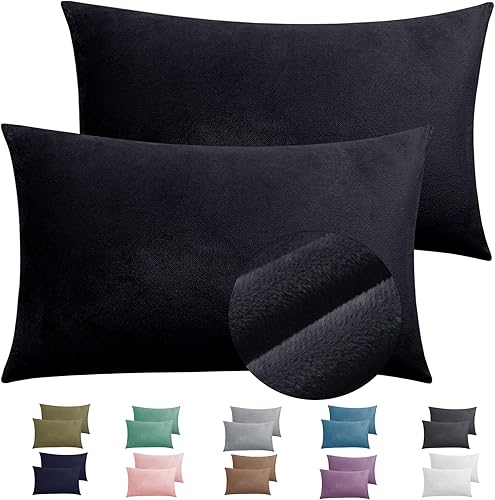 Miniatura 127 de TELUS 2 Pack Zippered Velvet Standard Pillowcases, Super Soft and Cozy Luxury Fuzzy Flannel Pillow Cases with Zipper, 20x26 Inches, Light Blue