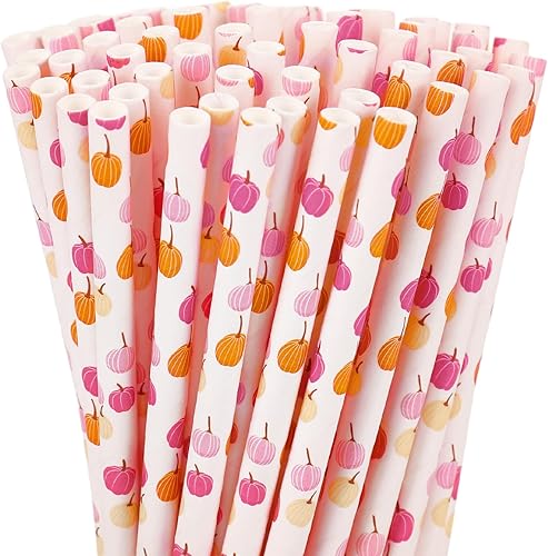 Miniatura 8 de Whaline 200 popotes de papel de Acción de Gracias, pajitas desechables de hoja de arce, color naranja y amarillo, pajitas decorativas de otoño para